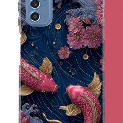 Samsung Galaxy M52 Uyumlu kırmızı balıklar UV Baskılı Silikon Kılıf