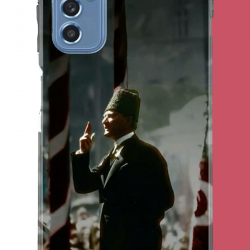 Samsung Galaxy M52 Uyumlu halka seslenen atatürk UV Baskılı Silikon Kılıf