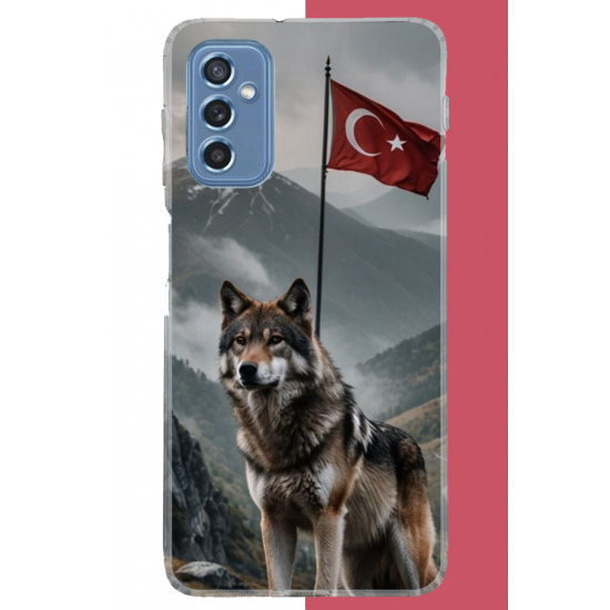 Samsung Galaxy M52 Uyumlu Ulu Kurt UV Baskılı Silikon Kılıf