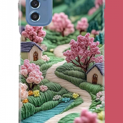 Samsung Galaxy M52 Uyumlu Desenli köy UV Baskılı Silikon Kılıf