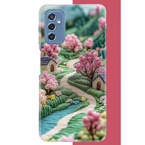 Samsung Galaxy M52 Uyumlu Desenli köy UV Baskılı Silikon Kılıf