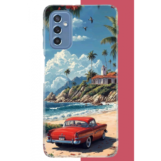 Samsung Galaxy M52 Uyumlu palm sahil UV Baskılı Silikon Kılıf