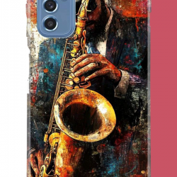 Samsung Galaxy M52 Uyumlu renkli tenor saksafon UV Baskılı Silikon Kılıf