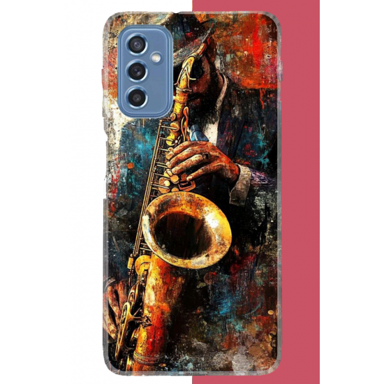 Samsung Galaxy M52 Uyumlu renkli tenor saksafon UV Baskılı Silikon Kılıf