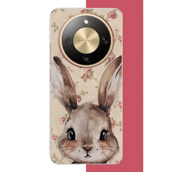 Honor Magic 8 Lite Uyumlu kahverengi tavşan UV Baskılı Silikon Kılıf