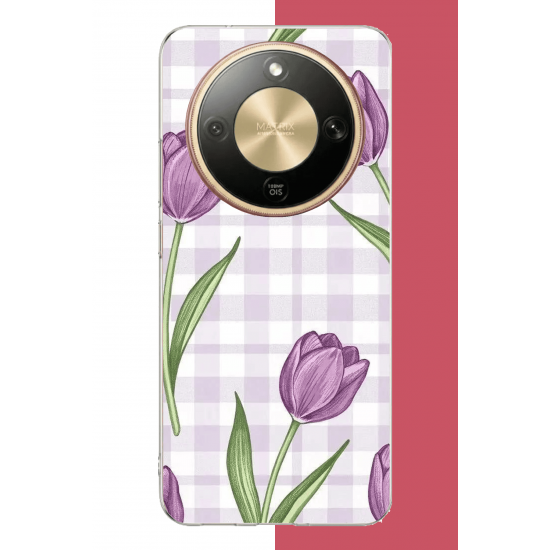 Honor Magic 8 Lite Uyumlu mor lale UV Baskılı Silikon Kılıf
