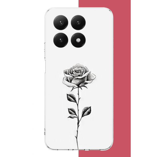 Xiaomi Mi 15T Uyumlu siyah gül UV Baskılı Silikon Kılıf