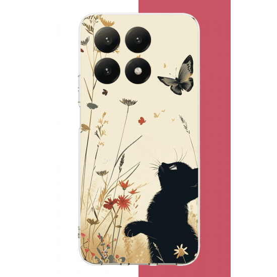 Xiaomi Mi 15T Uyumlu siyah kedi UV Baskılı Silikon Kılıf