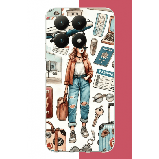 Xiaomi Mi 15T Uyumlu vintage-travel UV Baskılı Silikon Kılıf