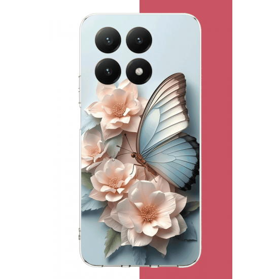 Xiaomi Mi 15T Uyumlu mavi kanatlı kelebek UV Baskılı Silikon Kılıf