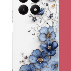 Xiaomi Mi 15T Uyumlu mavi çiçek UV Baskılı Silikon Kılıf