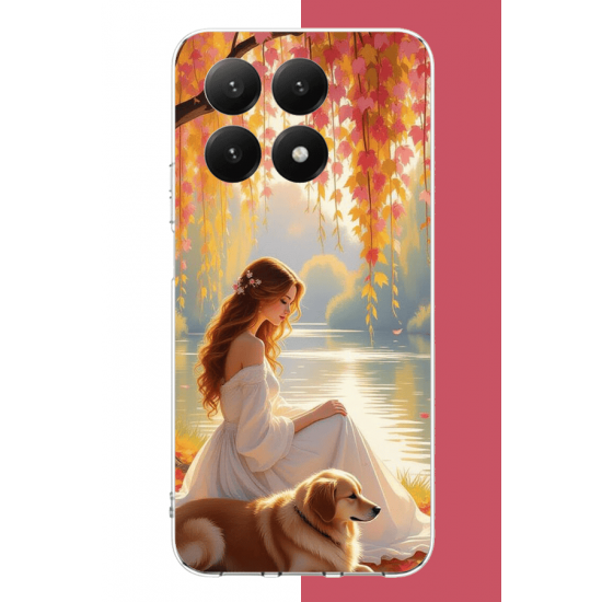 Xiaomi Mi 15T Uyumlu kadın ve köpek UV Baskılı Silikon Kılıf