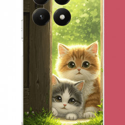 Xiaomi Mi 15T Uyumlu kapıdaki kediler UV Baskılı Silikon Kılıf