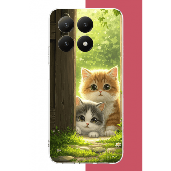 Xiaomi Mi 15T Uyumlu kapıdaki kediler UV Baskılı Silikon Kılıf