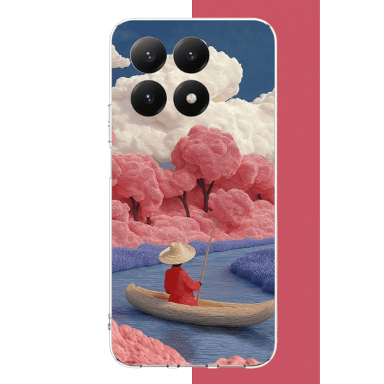 Xiaomi Mi 15T Uyumlu kayık ve pembe ağaç UV Baskılı Silikon Kılıf