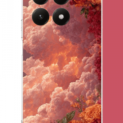 Xiaomi Mi 15T Uyumlu kırmızı bulut ve çiçekler UV Baskılı Silikon Kılıf