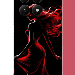Xiaomi Mi 15T Uyumlu kırmızı elbiseli kadın UV Baskılı Silikon Kılıf