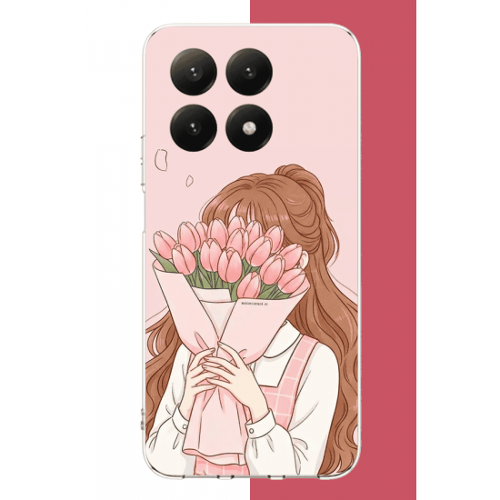 Xiaomi Mi 15T Uyumlu lale buketli kız UV Baskılı Silikon Kılıf