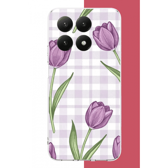 Xiaomi Mi 15T Uyumlu mor lale UV Baskılı Silikon Kılıf