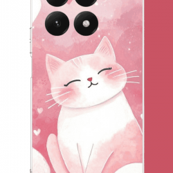 Xiaomi Mi 15T Uyumlu pembe kedi UV Baskılı Silikon Kılıf