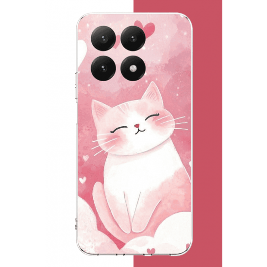 Xiaomi Mi 15T Uyumlu pembe kedi UV Baskılı Silikon Kılıf