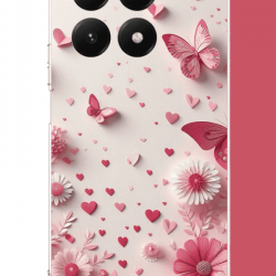 Xiaomi Mi 15T Uyumlu pembe kelebek UV Baskılı Silikon Kılıf