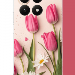 Xiaomi Mi 15T Uyumlu pembe lale UV Baskılı Silikon Kılıf