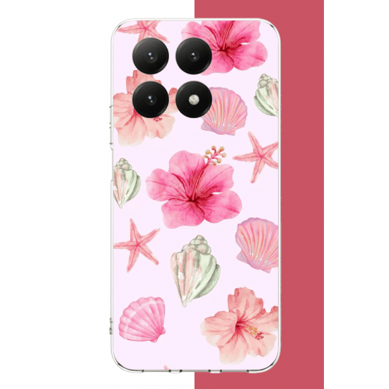 Xiaomi Mi 15T Uyumlu pembe çiçek UV Baskılı Silikon Kılıf