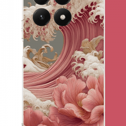 Xiaomi Mi 15T Uyumlu pembe çiçekli dalga UV Baskılı Silikon Kılıf