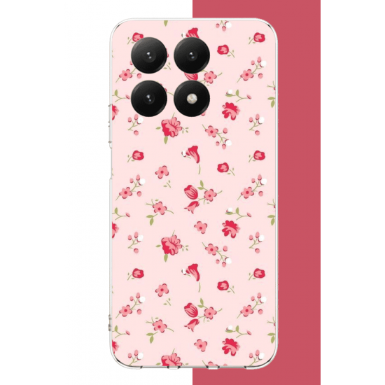 Xiaomi Mi 15T Uyumlu pembe çiçekli pattern UV Baskılı Silikon Kılıf