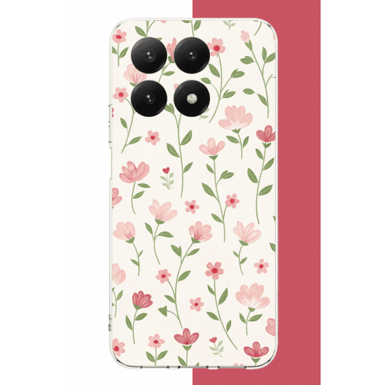 Xiaomi Mi 15T Uyumlu pembe çiçekli pattern1 UV Baskılı Silikon Kılıf
