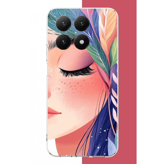 Xiaomi Mi 15T Uyumlu renkli yaprak saçlı kız.jpeg UV Baskılı Silikon Kılıf