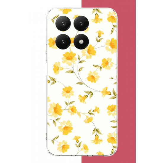 Xiaomi Mi 15T PRO Uyumlu sarı çiçek pattern UV Baskılı Silikon Kılıf