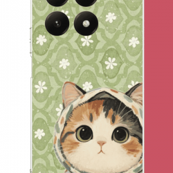 Xiaomi Mi 15T PRO Uyumlu yeşil fularlı kedi UV Baskılı Silikon Kılıf