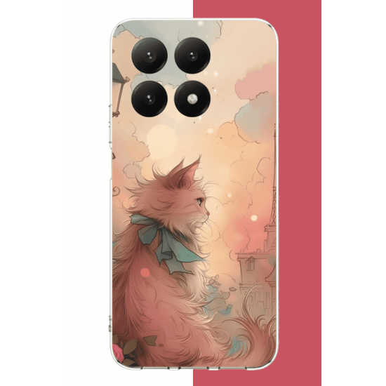 Xiaomi Mi 15T PRO Uyumlu mavi fularlı kedi UV Baskılı Silikon Kılıf