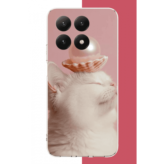 Xiaomi Mi 15T PRO Uyumlu incili kedi UV Baskılı Silikon Kılıf