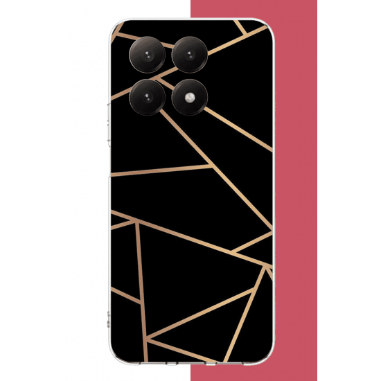 Xiaomi Mi 15T PRO Uyumlu altın diyagonal çizgi UV Baskılı Silikon Kılıf