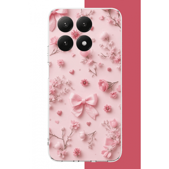 Xiaomi Mi 15T PRO Uyumlu pembe fiyonk gül.jpeg UV Baskılı Silikon Kılıf