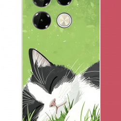 Infinix Note 40 PRO Uyumlu uyuyan kedi UV Baskılı Silikon Kılıf