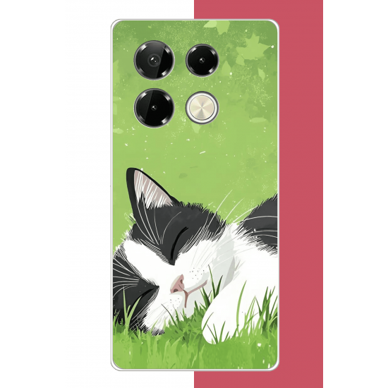 Infinix Note 40 PRO Uyumlu uyuyan kedi UV Baskılı Silikon Kılıf