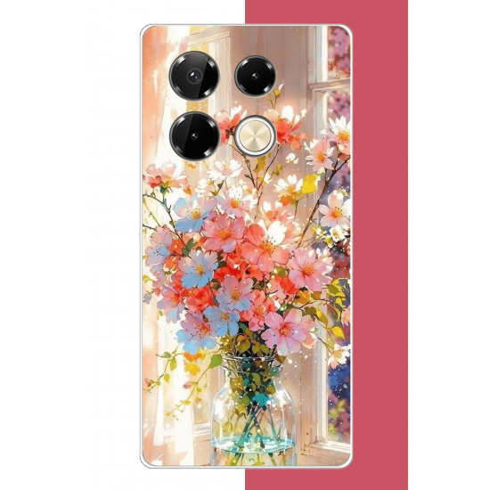Infinix Note 40 PRO Uyumlu vazodaki çiçek UV Baskılı Silikon Kılıf