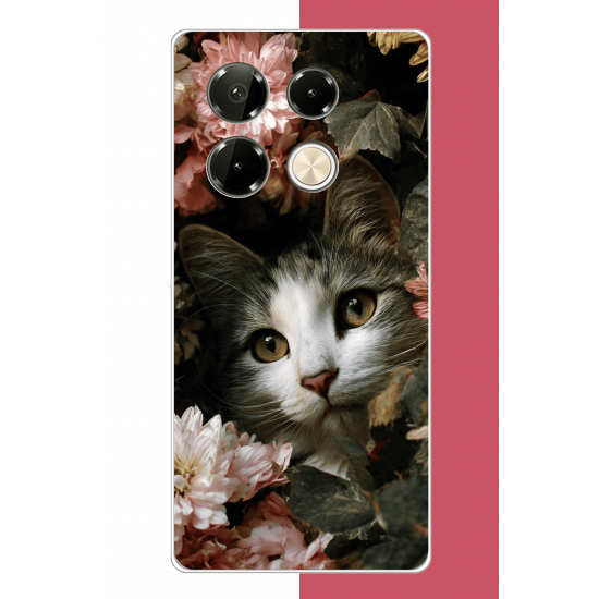 Infinix Note 40 PRO Uyumlu çiçeklere gizlenen kedi UV Baskılı Silikon Kılıf Infinix Note 40 PRO Uyumlu çiçeklere gizlenen kedi UV Baskılı Silikon Kılıf