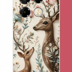 Infinix Note 40 PRO Uyumlu çiçekli geyik UV Baskılı Silikon Kılıf