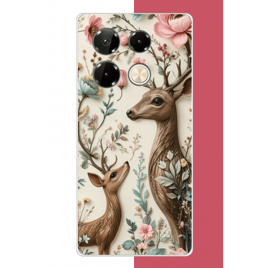 Infinix Note 40 PRO Uyumlu çiçekli geyik UV Baskılı Silikon Kılıf Infinix Note 40 PRO Uyumlu çiçekli geyik UV Baskılı Silikon Kılıf