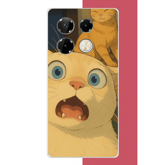 Infinix Note 40 PRO Uyumlu şaşkın kedi UV Baskılı Silikon Kılıf