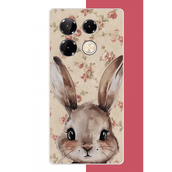 Infinix Note 40 PRO Uyumlu kahverengi tavşan UV Baskılı Silikon Kılıf