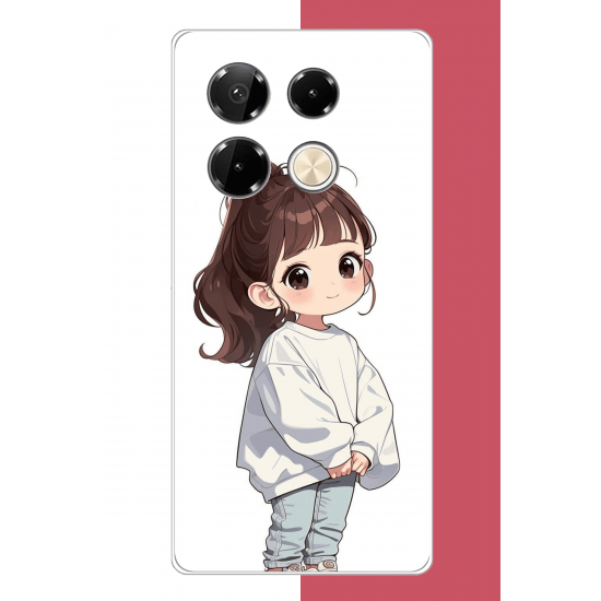 Infinix Note 40 PRO Uyumlu kawaii beyaz sweatshirt kız UV Baskılı Silikon Kılıf Infinix Note 40 PRO Uyumlu kawaii beyaz sweatshirt kız UV Baskılı Silikon Kılıf