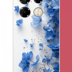 Infinix Note 40 PRO Uyumlu mavi çiçek2 UV Baskılı Silikon Kılıf
