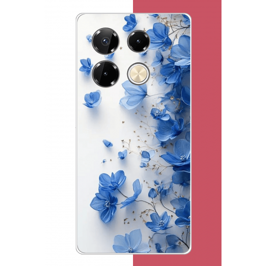Infinix Note 40 PRO Uyumlu mavi çiçek2 UV Baskılı Silikon Kılıf