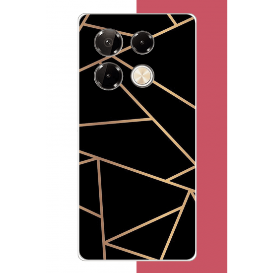 Infinix Note 40 PRO Uyumlu altın diyagonal çizgi UV Baskılı Silikon Kılıf